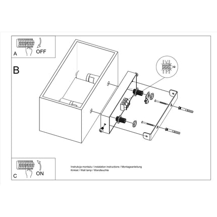 Instructions de montage de l'applique cube MAXI grise