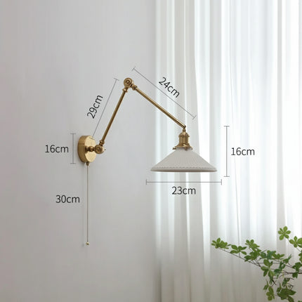 Applique Murale Bras Long Laiton et Verre