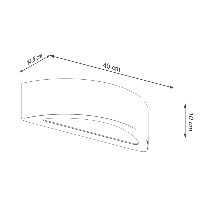 Dimensions Aplique de pared de hormigón semicircular gris