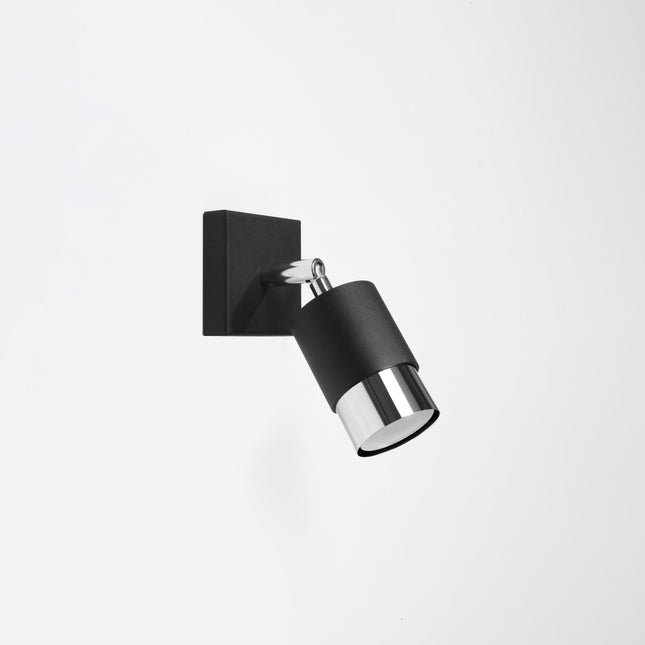 Applique murale Double Cylindre noir et chrome avec tête orientable inclinée