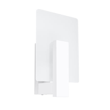 Applique murale Envol Géométrique en bois laqué blanc et verre dépoli, vue de face