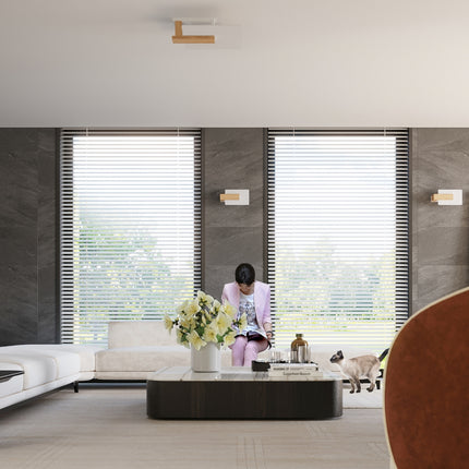 Détail du bloc de bois naturel de l'applique Envol Géométrique
