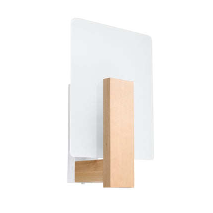 Applique murale Envol Géométrique en bois naturel et verre dépoli, vue de face