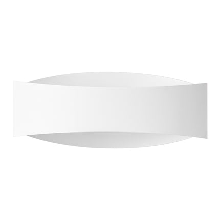Applique murale Fluide en acier blanc vue de face, forme en ruban courbé sur fond blanc