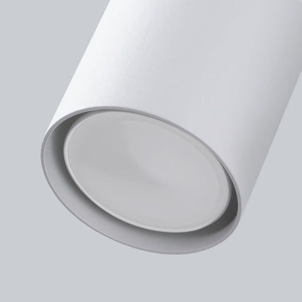 Détail de la fixation et du culot GU10 de l'applique focus moderne blanc en acier.