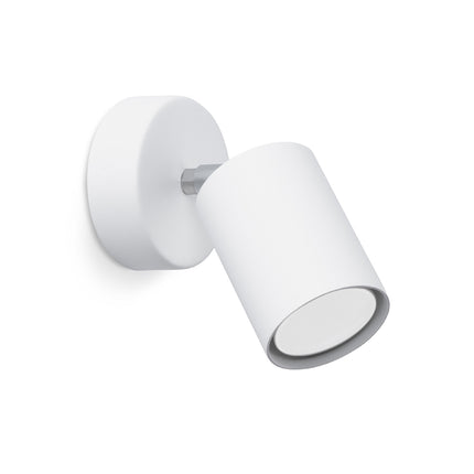Applique Focus Moderne blanc en acier, vue packshot sur fond blanc, spot GU10 orientable.