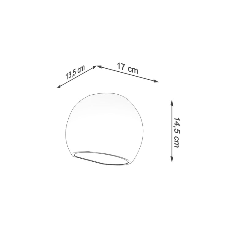 Dimensions Wandleuchte Kugel Hochglanz Weiß Glasierte Keramik