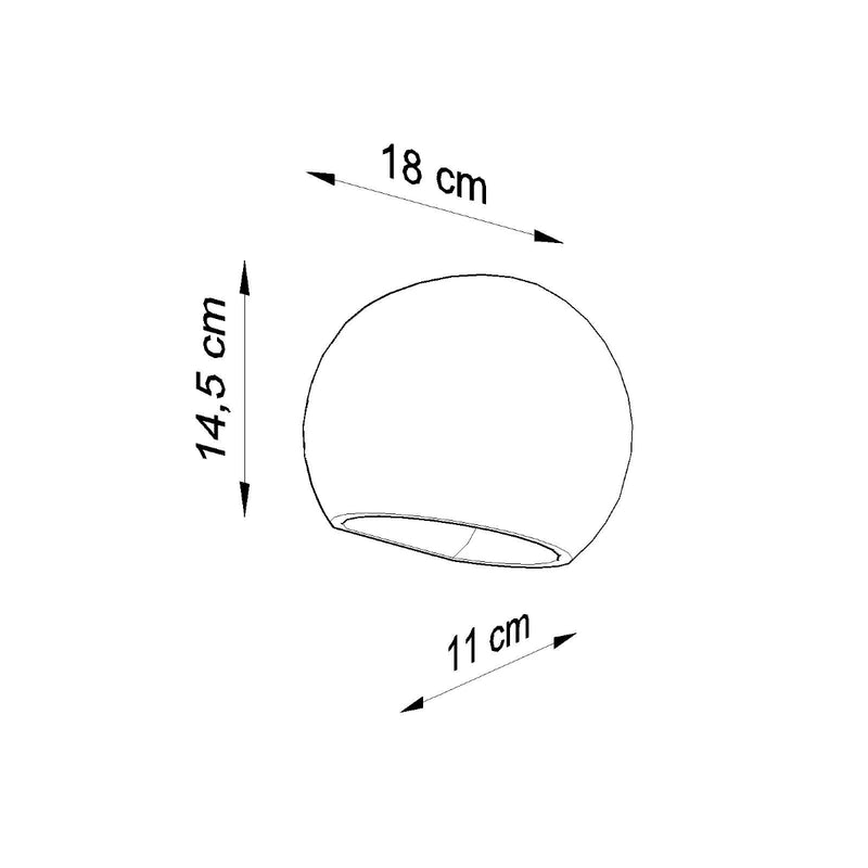 Dimensions Applique Globe Céramique Murale LED