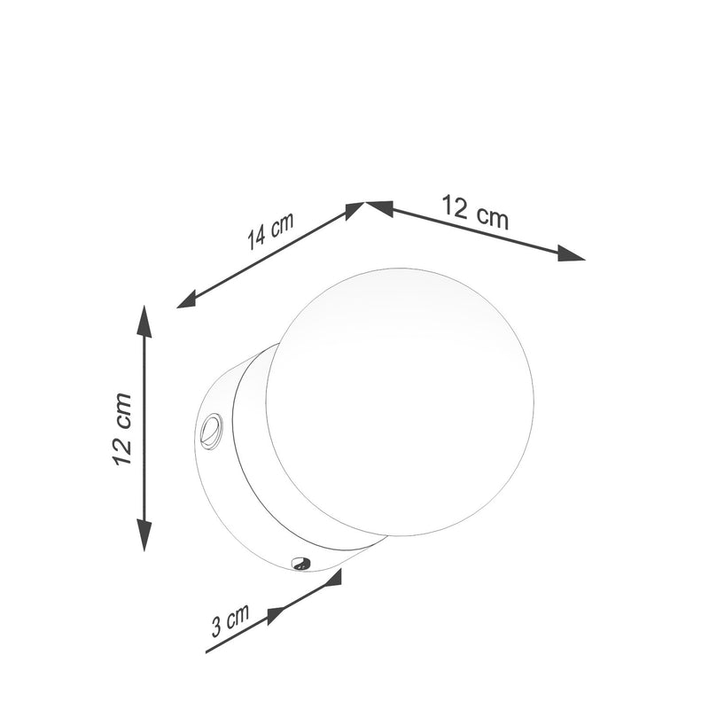Dimensions Applique Globe Solis en Verre Opalin Marron