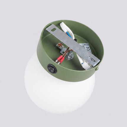 Applique Globe Solis vert olive, packshot de trois quarts