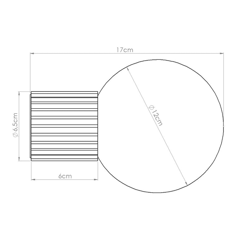 Dimensions Applique Murale Halo Taupe IP44 en Aluminium Nervuré