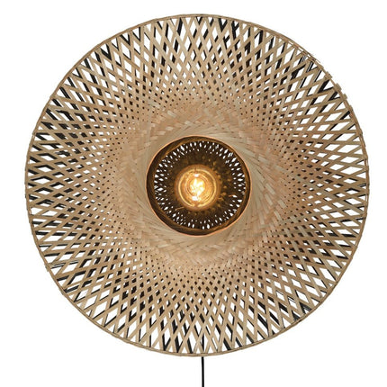 Schéma technique avec dimensions de l'applique murale Kalimantan en bambou naturel et noir 60 cm