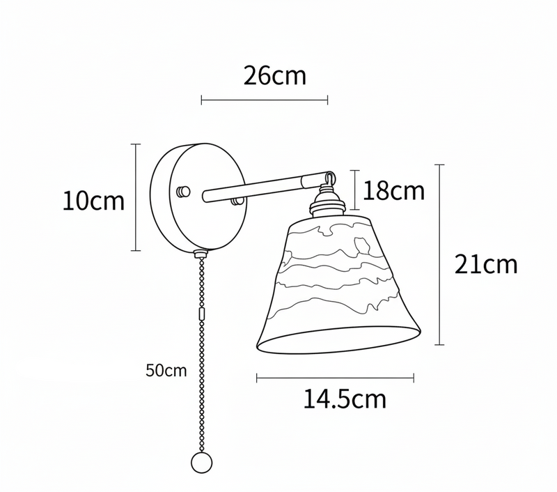 Dimensions Applique Murale Laiton et Céramique Ondulée Vintage