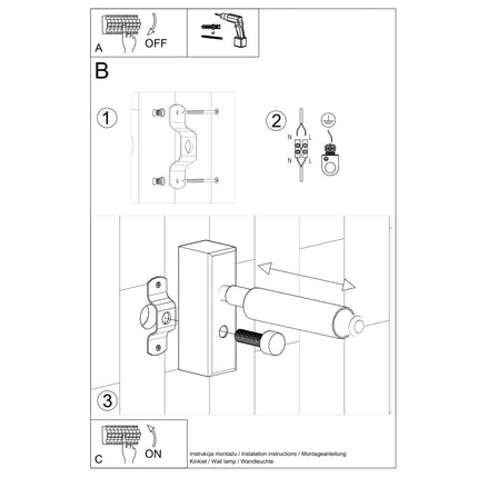 Notice d'installation murale de l'applique liseuse acier blanc avec raccordement secteur