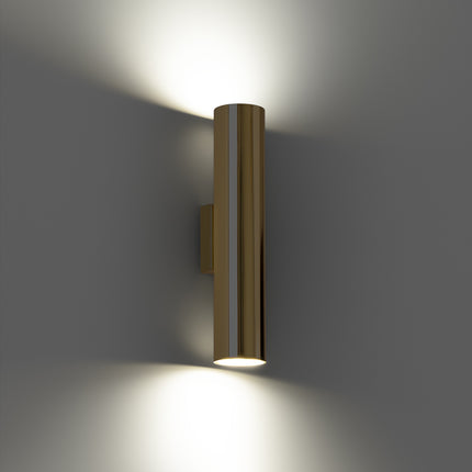 Applique Long Cylindre or poli de part et d'autre d'un miroir
