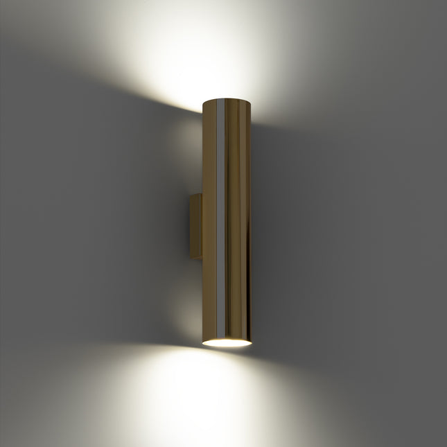 Applique Long Cylindre or poli de part et d'autre d'un miroir