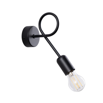 Applique Loop Moderne Noire, vue d'ensemble sur fond blanc