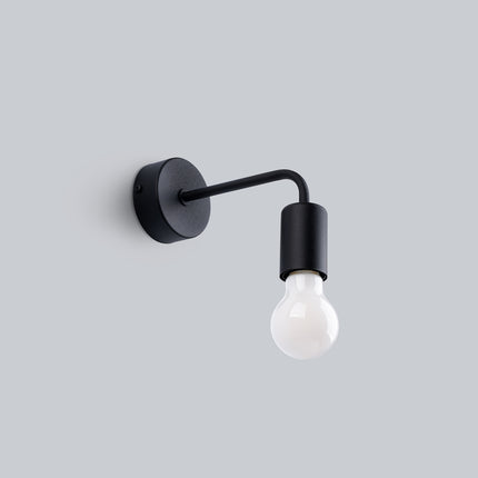 Applique Lumea noire minimaliste éteinte sur fond gris clair