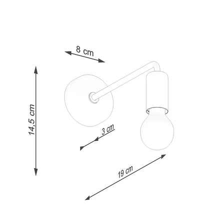 Schéma des dimensions de l'applique Lumea noire