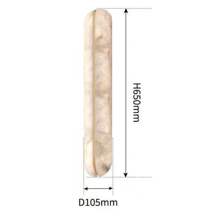 Schéma de dimensions du grand modèle d'applique en marbre, hauteur 65 cm, largeur 10,5 cm