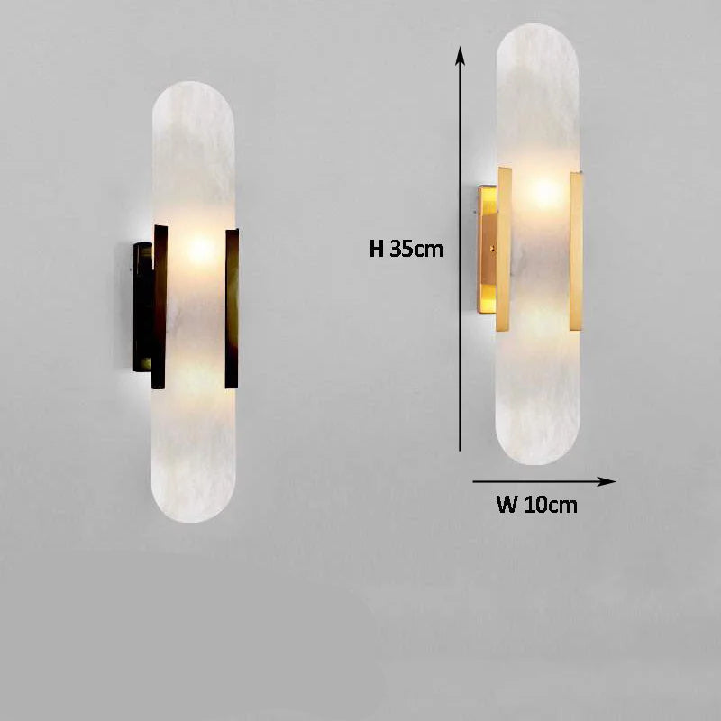 Dimensions Applique Murale en Marbre Naturel, Luminaire Design Épuré