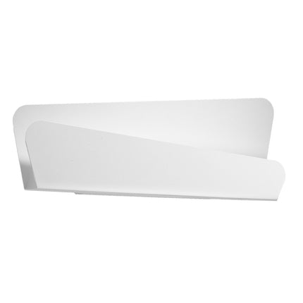 Applique murale acier blanc mat aux panneaux géométriques superposés, vue de face