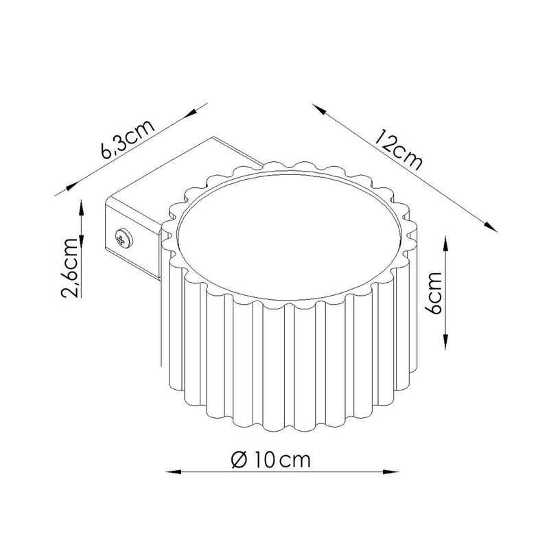 Dimensions Applique Murale Aura Aluminium Cannelé Blanc (GX53)