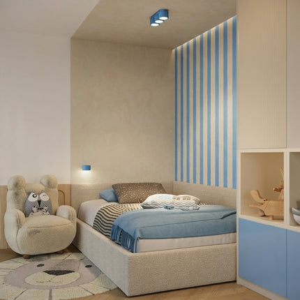 Applique Murale Aura Aluminium Cannelé Bleu Azur (GX53), mise en situation 2