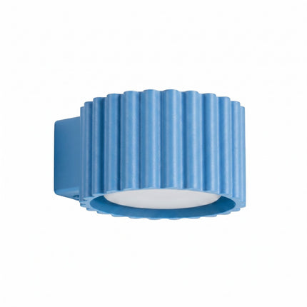 Applique Murale Aura Aluminium Cannelé Bleu Azur (GX53), packshot sur fond blanc