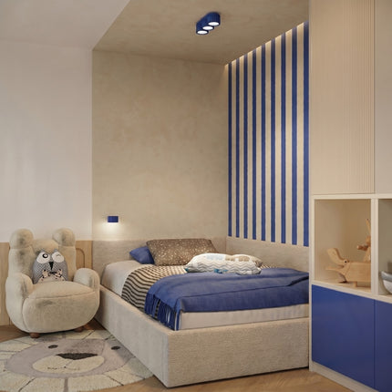 Applique Murale Aura Aluminium Cannelé Bleu Outremer (GX53), mise en situation 2