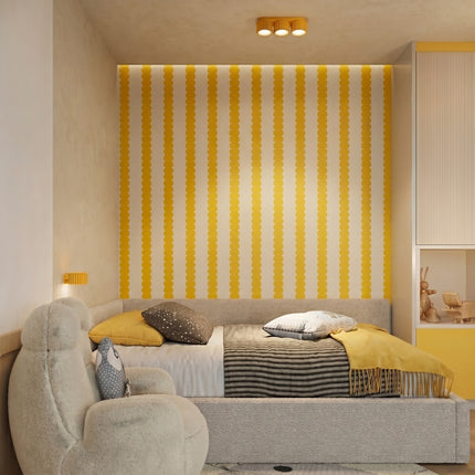 Applique Murale Aura Aluminium Cannelé Jaune Ambré (GX53), mise en situation