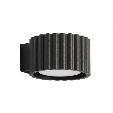 Applique Murale Aura Aluminium Cannelé Noir (GX53), packshot sur fond blanc