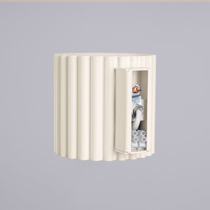 Détail des cannelures et de l'ouverture de l'applique Aura beige