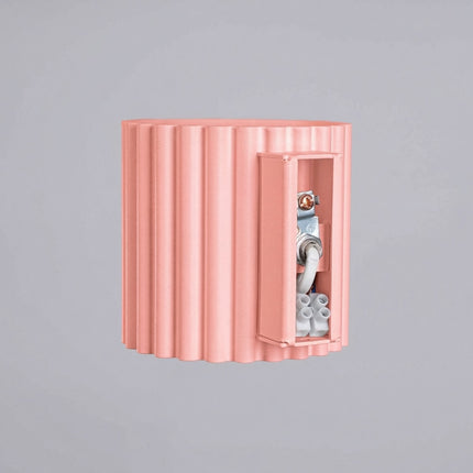 Applique murale Aura cannelée aluminium rose poudré, détail de la finition