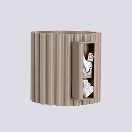 Boîtier de connexion ouvert de l'applique Aura taupe avec bornier de raccordement