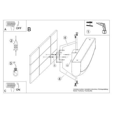 Schema de montage mural de l'applique murale barre courbee LED