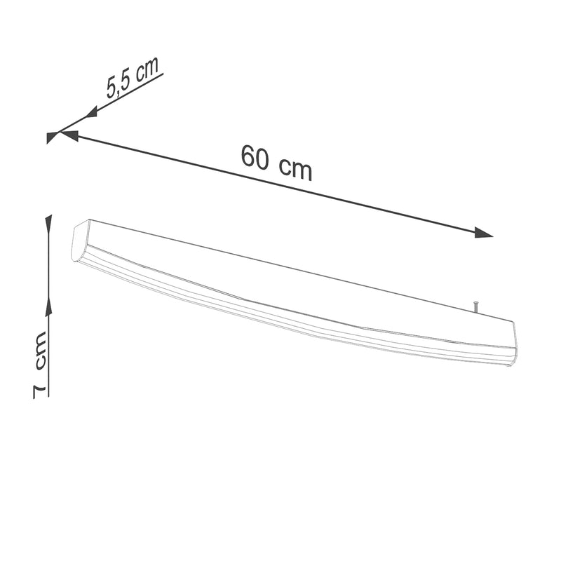 Dimensions Applique Murale Barre Courbée 60 cm Dorée LED 4000K