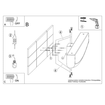 Schema de montage mural de l'applique murale barre courbee LED