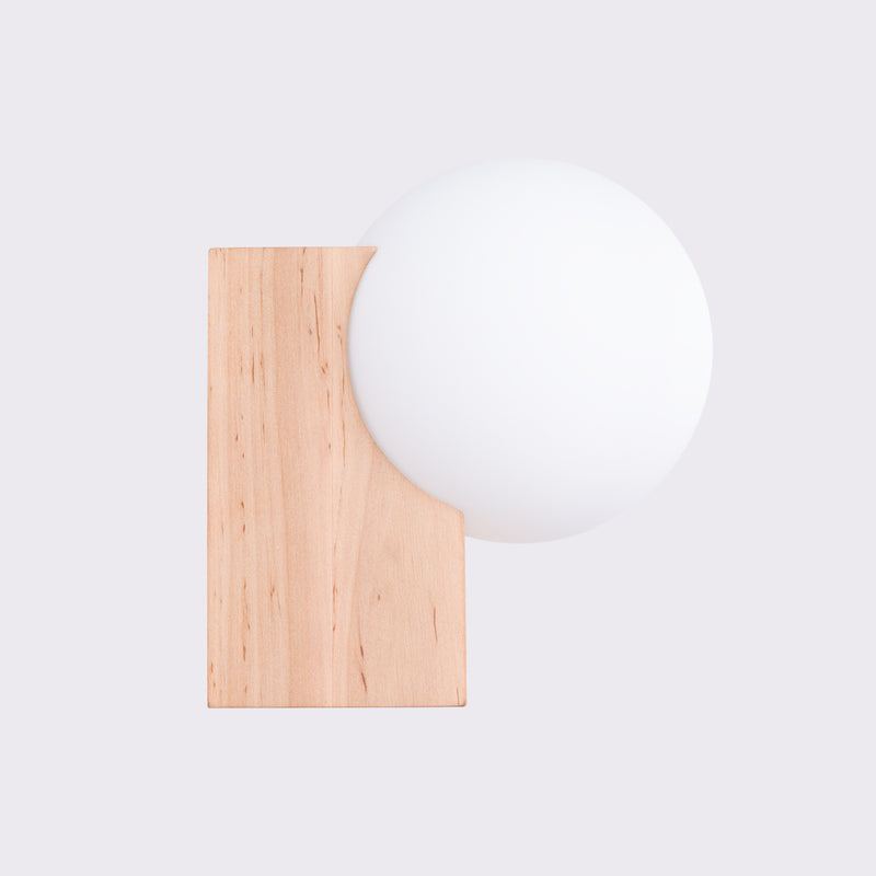 Dimensions Applique Murale Bloc de Bois et Globe Opale