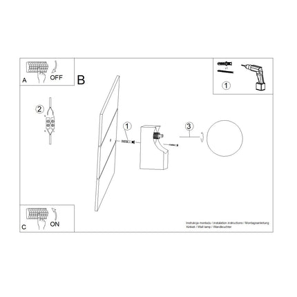 applique murale bloc de bois et globe opale, notice de montage