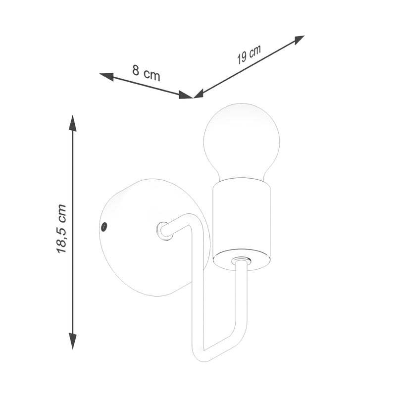 Dimensions Applique Murale Bois et Métal à Douille Apparente Blanc et Bois Naturel