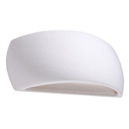 Applique Carapace en céramique blanche mate vue de face sur fond blanc, surface brute peignable