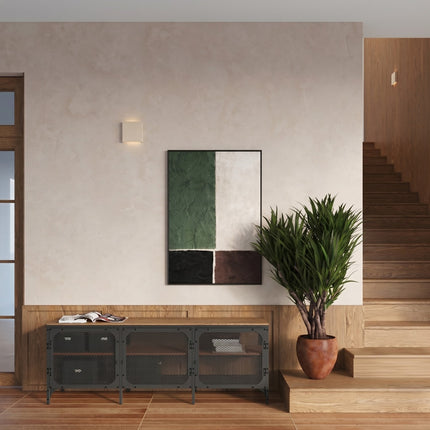 applique murale carrée éclairage haut et bas beige, vue d'ambiance