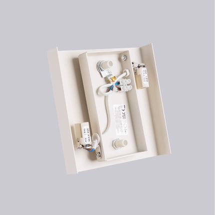 applique murale carrée éclairage haut et bas beige, détail de la matière