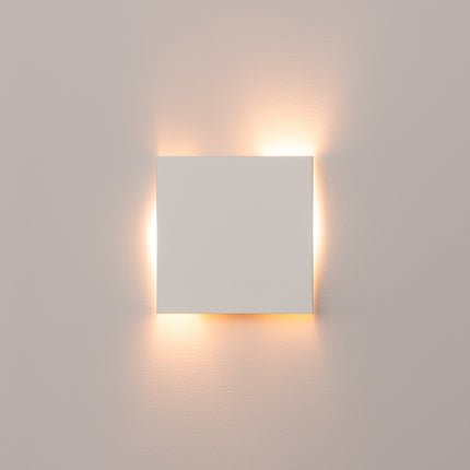 applique murale carrée éclairage haut et bas blanc, packshot de trois quarts