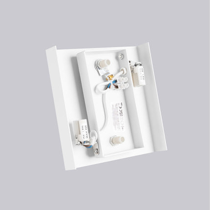 applique murale carrée éclairage haut et bas blanc, détail de la matière