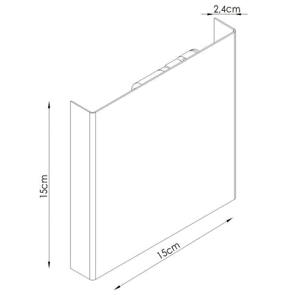 applique murale carrée éclairage haut et bas blanc, schéma de cotes