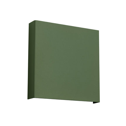 applique murale carrée éclairage haut et bas vert olive, packshot sur fond blanc