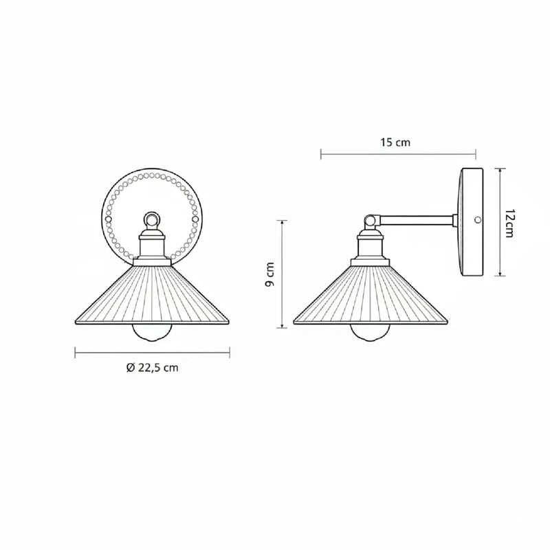 Dimensions Aplique de pared ajustable de cerámica blanca y cobre dorado
