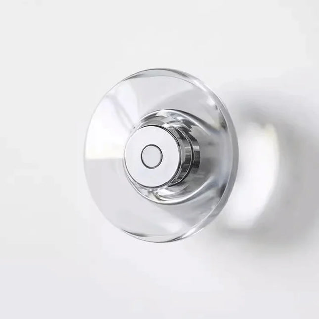 Applique murale en cristal massif, disque circulaire transparent avec moyeu chromé sur fond clair